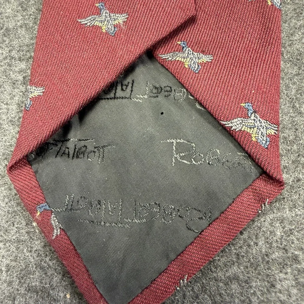 ROBERT TALBOTT Reef Woven in England Mallard Duck Bird Mens Tie Maroon Burgundy